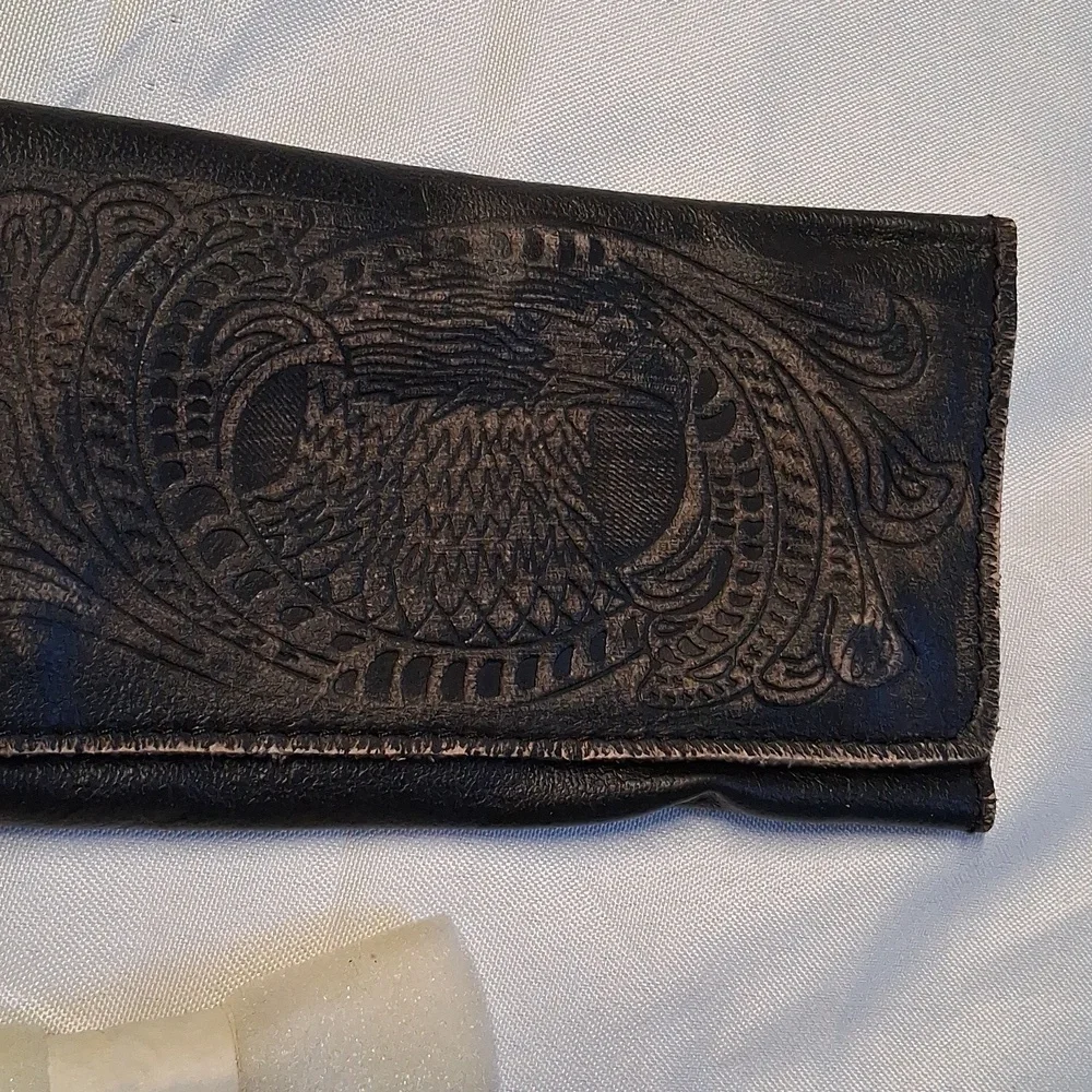 NWT Mens UNIK Brown Leather Snap Closure Biker Wallet